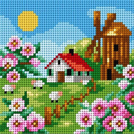 Orchidea Four Seasons Spring Gobelin Canvas For Halfstitch Without Yarn